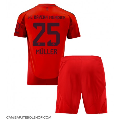 Camisa de time de futebol Bayern Munich Thomas Muller #25 Replicas 1º Equipamento Infantil 2024-25 Manga Curta (+ Calças curtas)